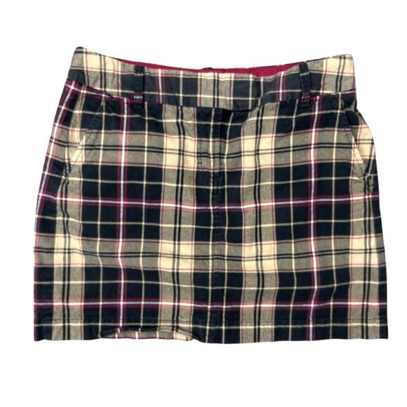 Tommy Hilfiger Y2K Plaid Mini Skirt Size 6 Cotton Blend Beige & Red Casual We - Picture 1 of 3